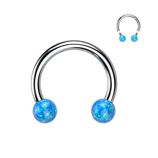 Surgical Steel Internal Thread Horseshoe with Opal Balls