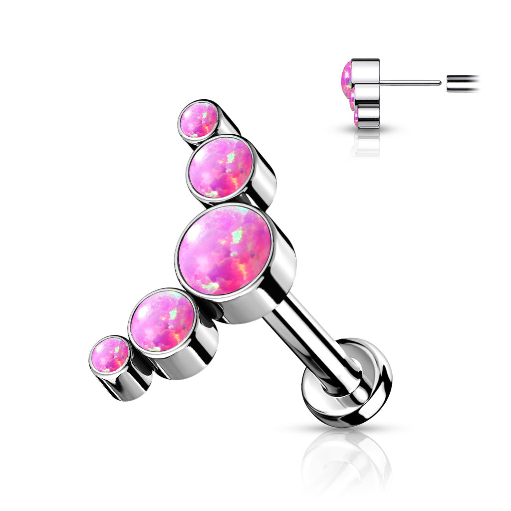 Threadless Pushpin Titanium 5 Opal Curve Labret Combo