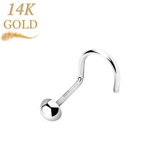 14K Gold L Bend Nostril Stud with 2mm Dome