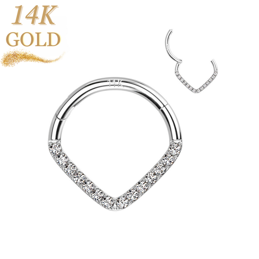 14K Gold CZ Paved Chevron