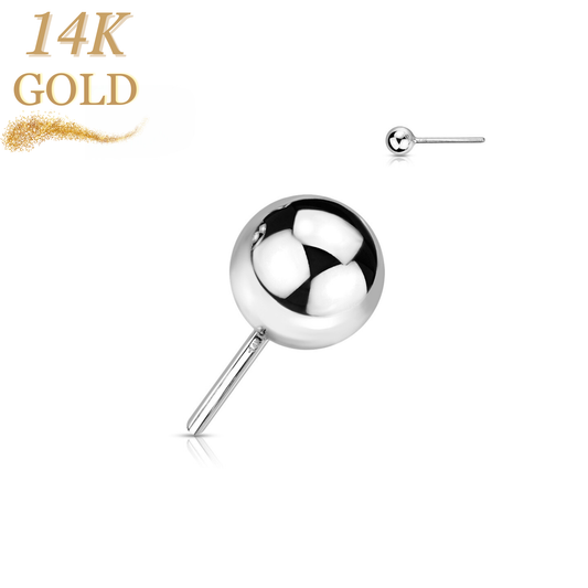 14K Gold Threadless Push In Ball Top Only