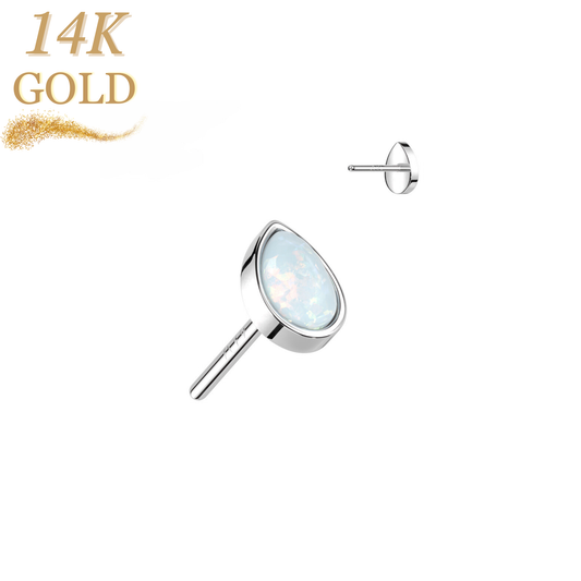 14K Gold Threadless Pear Opal Top Only