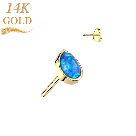 14K Gold Threadless Pear Opal Top Only