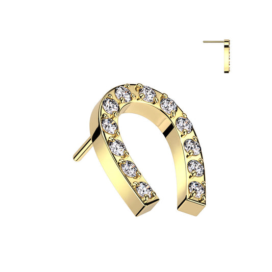 Surgical Steel Threadless CNC CZ Paved Horseshoe Top Only