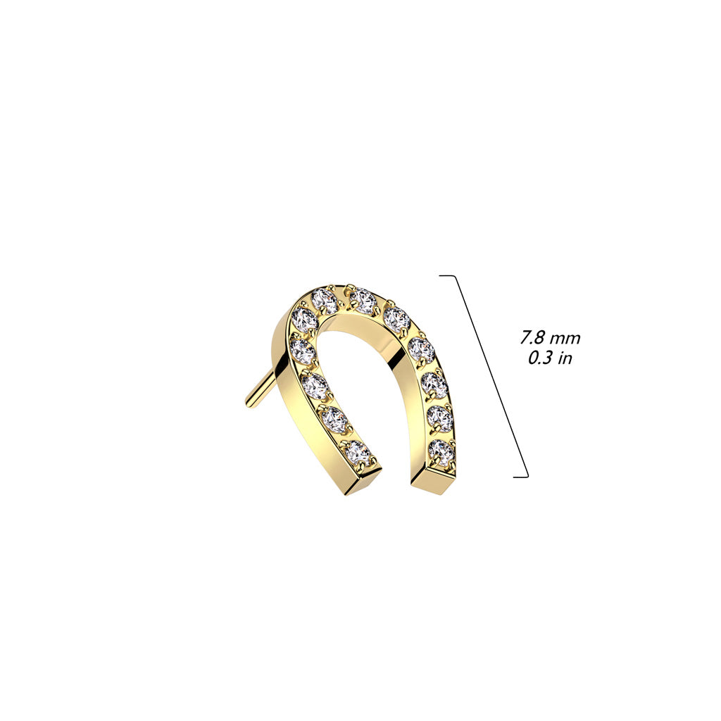 Surgical Steel Threadless CNC CZ Paved Horseshoe Top Only