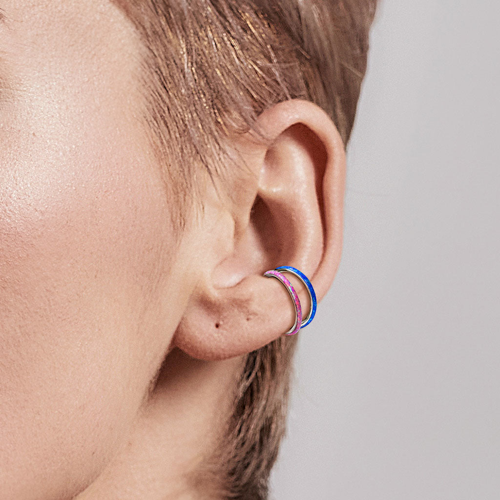 Titanium Hinge Rings with Outward Side Facing Opal