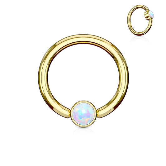 Opal Flat Ball Colored Surgical Steel CBR