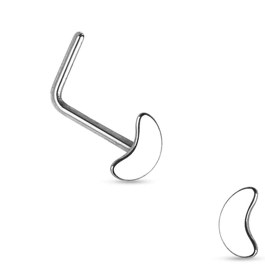 L Bend Surgical Steel Nostril Stud with Crescent Moon Top