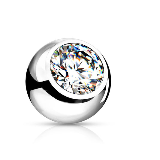 Surgical Steel 90 Degree Surface Barbell with Crystal Press Fit Balls