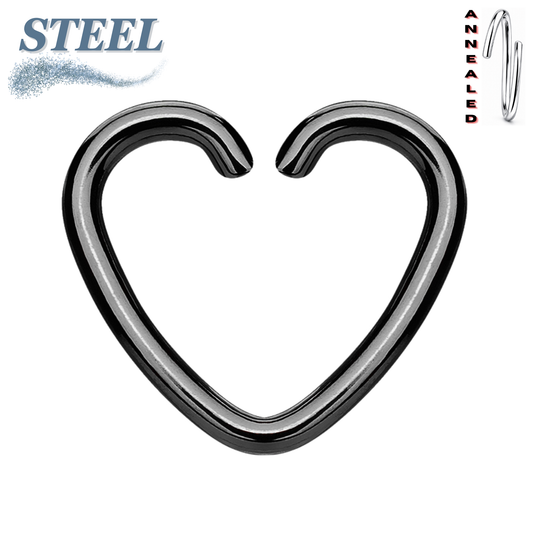 Surgical Steel Annealed Heart Rings