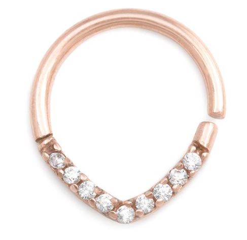 Annealed Rose Gold Crystal Studded Teardrop 16G 10mm