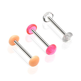 Surgical Steel Nipple/Tongue Barbell with Acrylic Half Balls