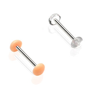 Surgical Steel Nipple/Tongue Barbell with Acrylic Half Balls