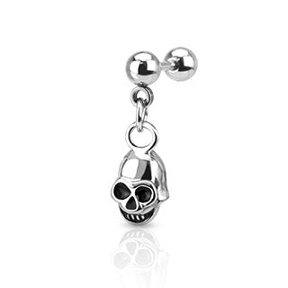 Skull Dangle Cartilage Barbell Surgical Steel