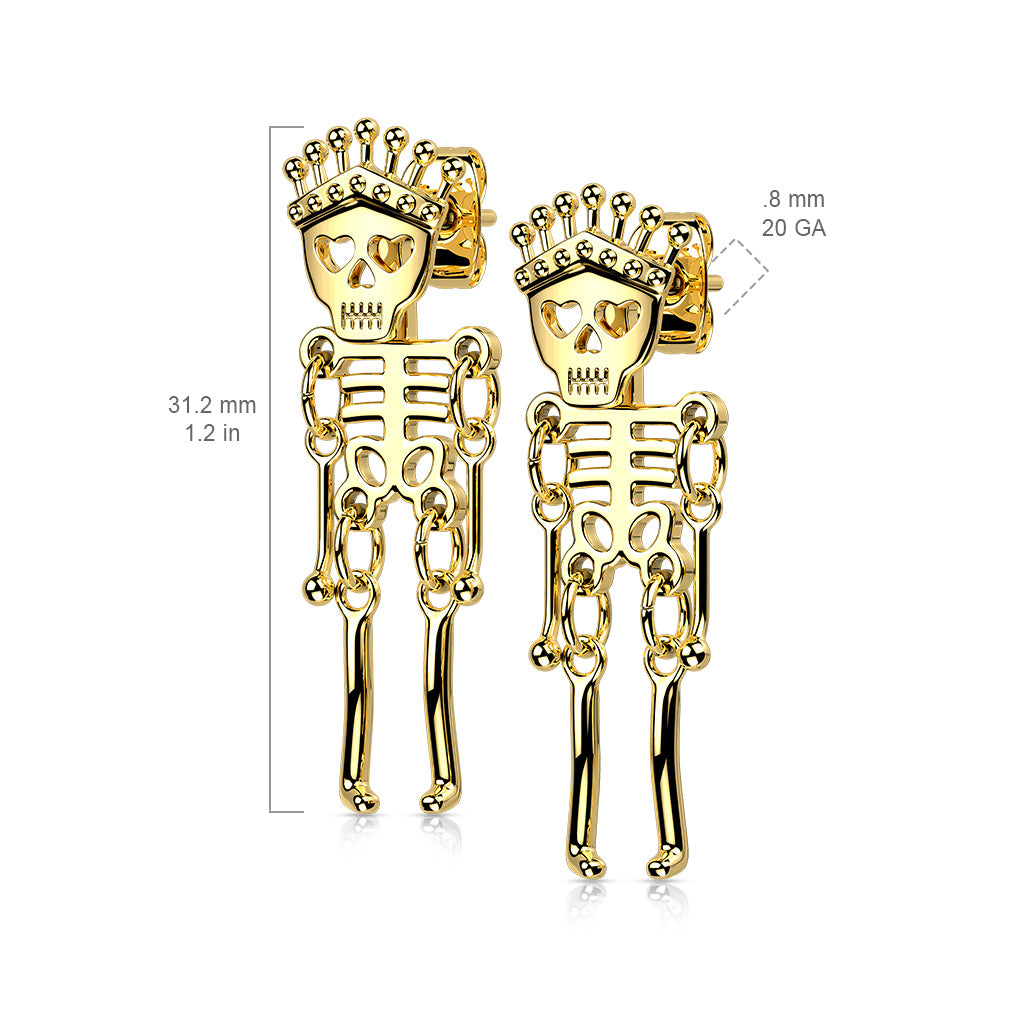 Skeleton Dangle Surgical Steel Earrings (Pair)