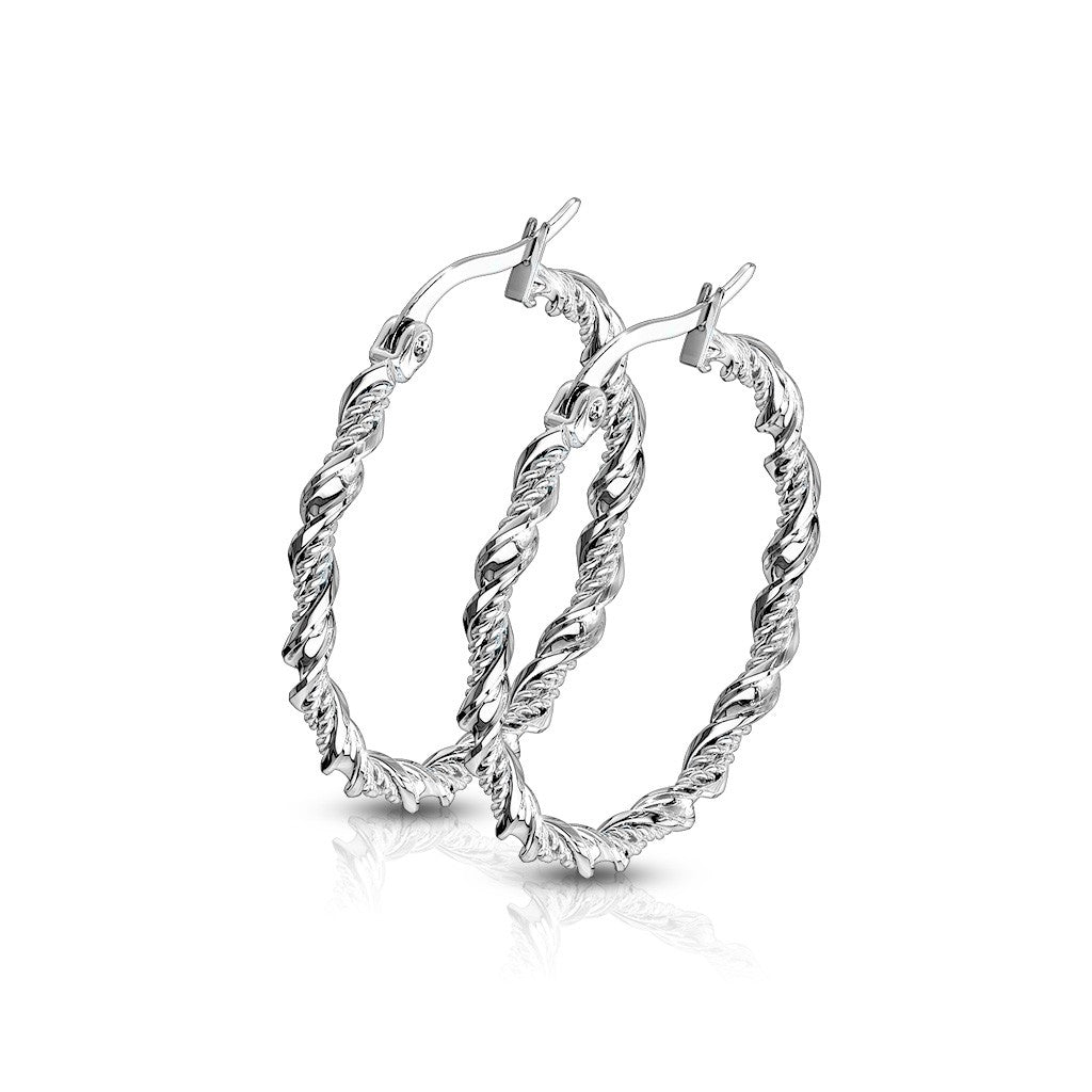 Surgical Steel Braided Twisted Hoop Earrings