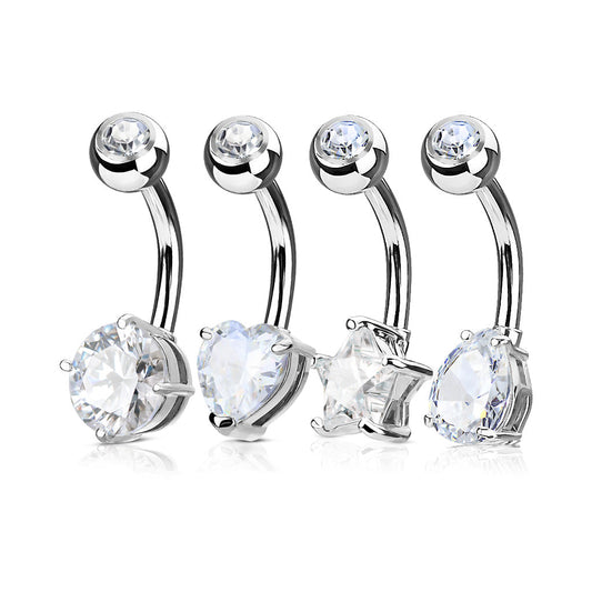 4pc Value Pack Mixed Shape Surgical Steel Belly Rings