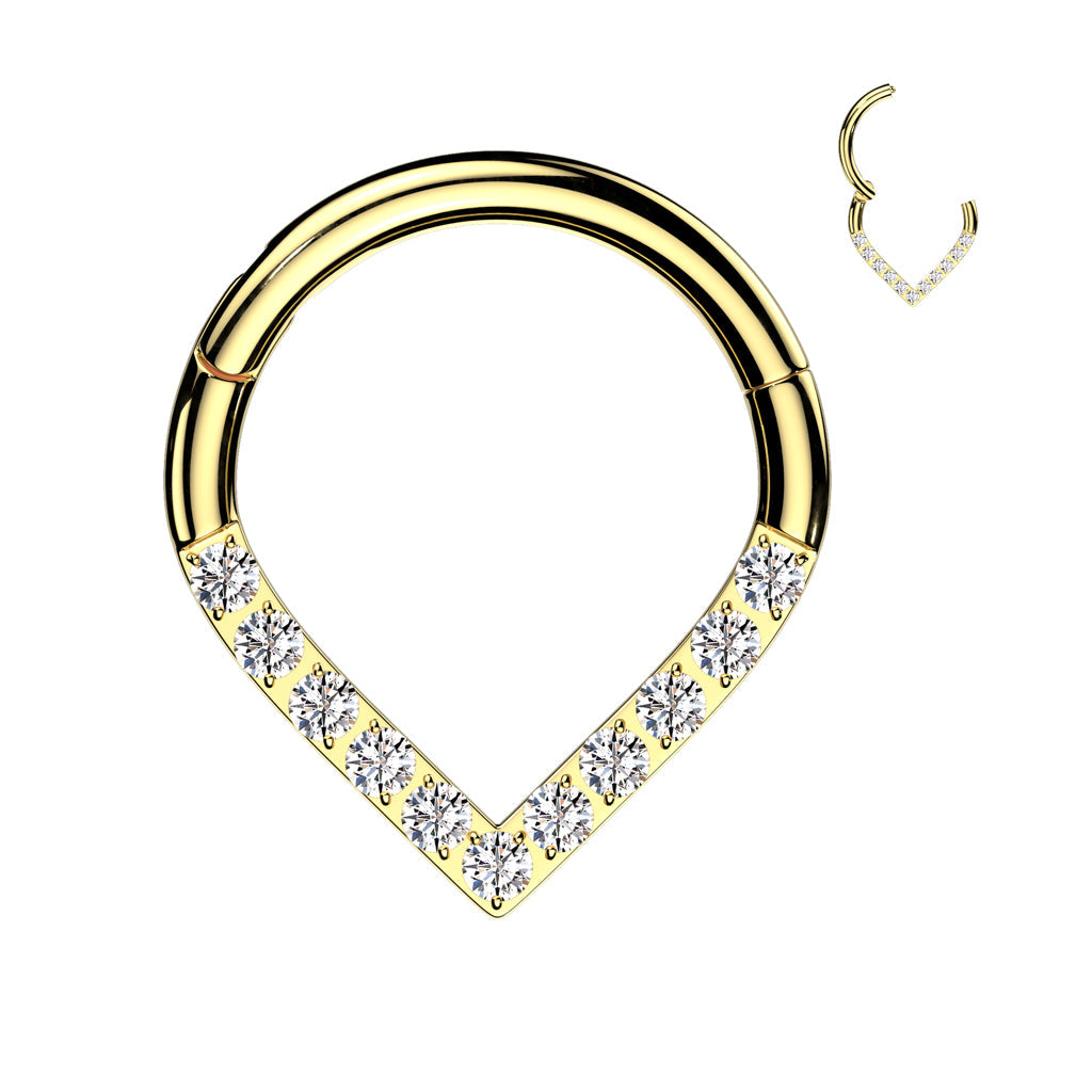 Surgical Steel Chevron Clicker with Front Facing Gems