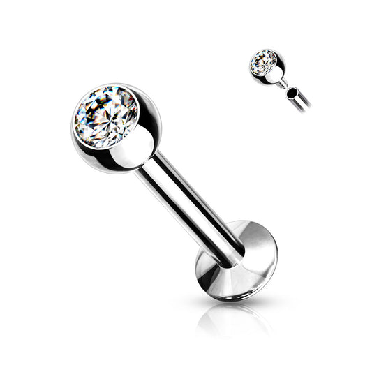 Surgical Steel Press Fit Gem Ball Internally Threaded Labret