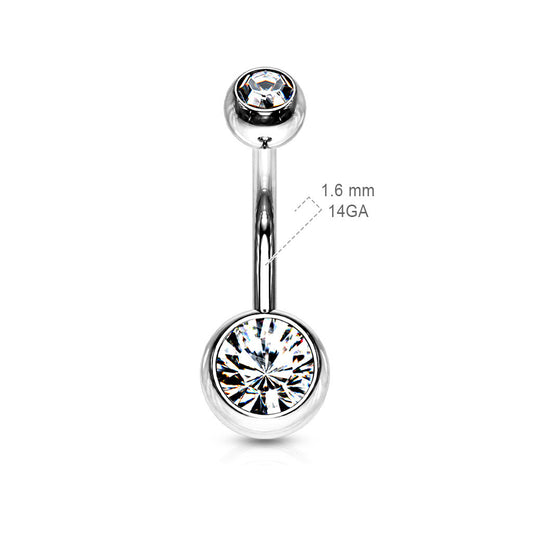 Surgical Steel Double Jewel Standard Belly Banana (CLEARANCE see description)