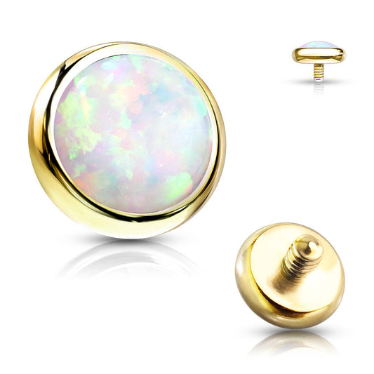 Internally Threaded Surgical Steel Opal Bezel Tops