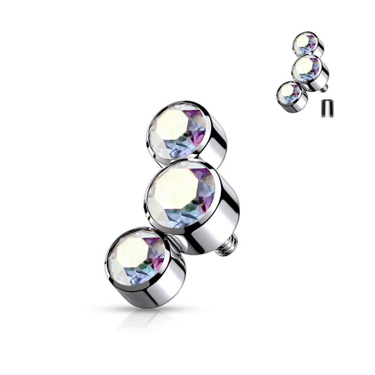 Surgical Steel Internally Threaded 3 Curve Bezel Set Top Only