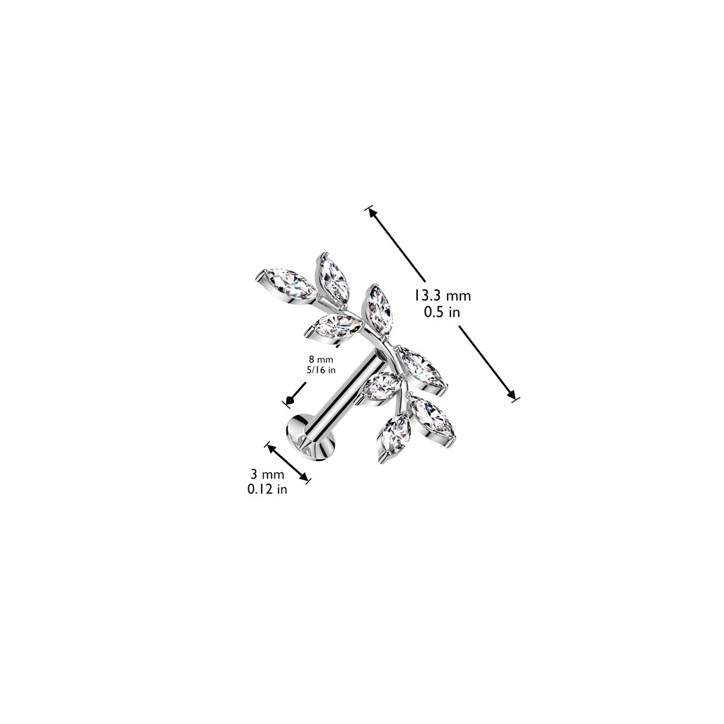 Surgical Steel Threadless 8 Marquise CZ Vine Crawler UFO Labret Combo