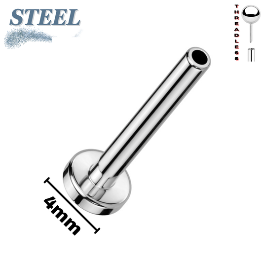 Surgical Steel Threadless Labret - Post Only (4mm Base)