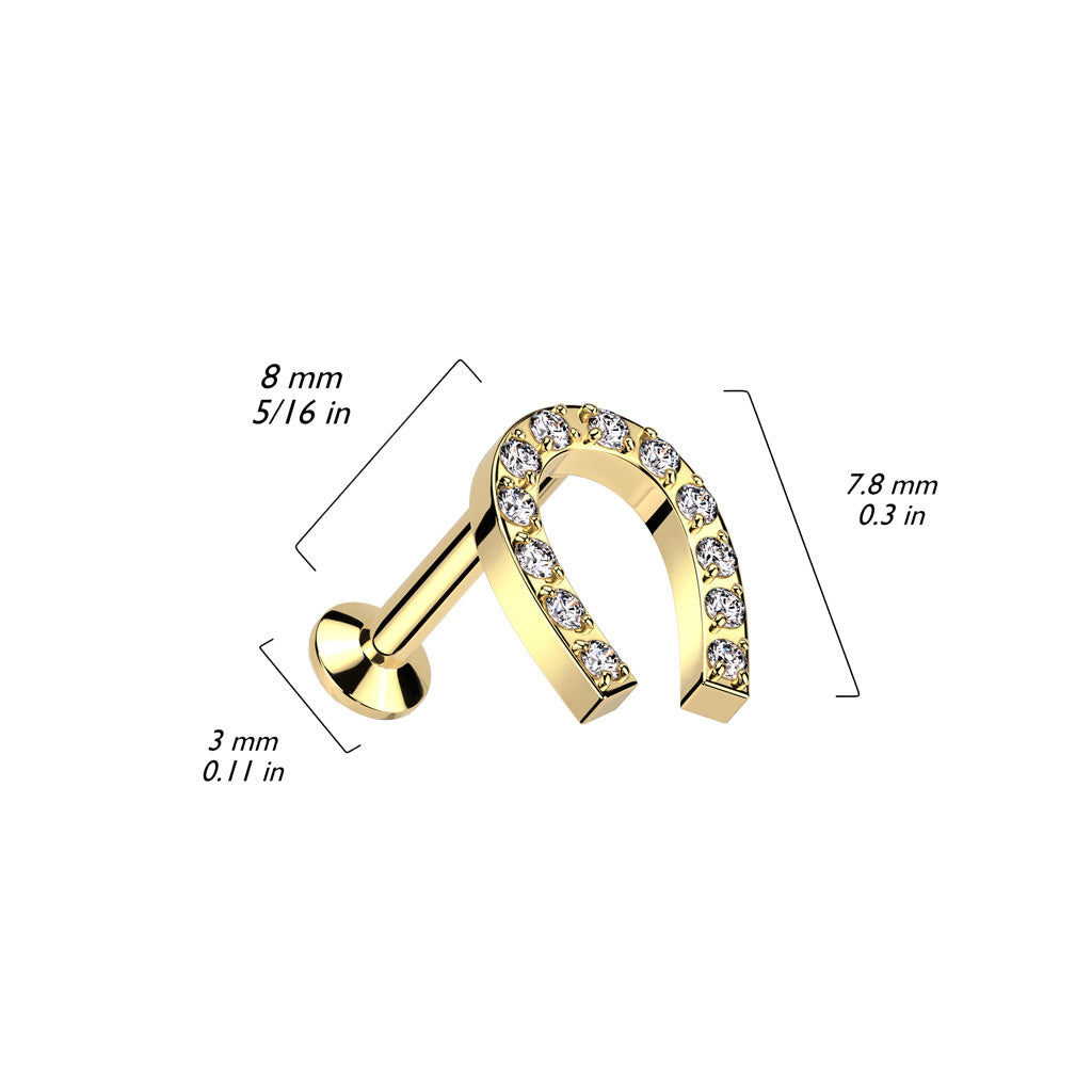 Surgical Steel Threadless CNC CZ Horseshoe Top Labret Combo