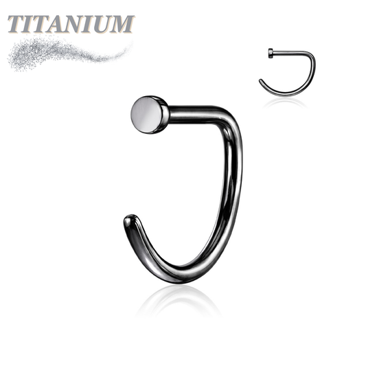 Titanium D Shape Flat Top Nostril Hoop