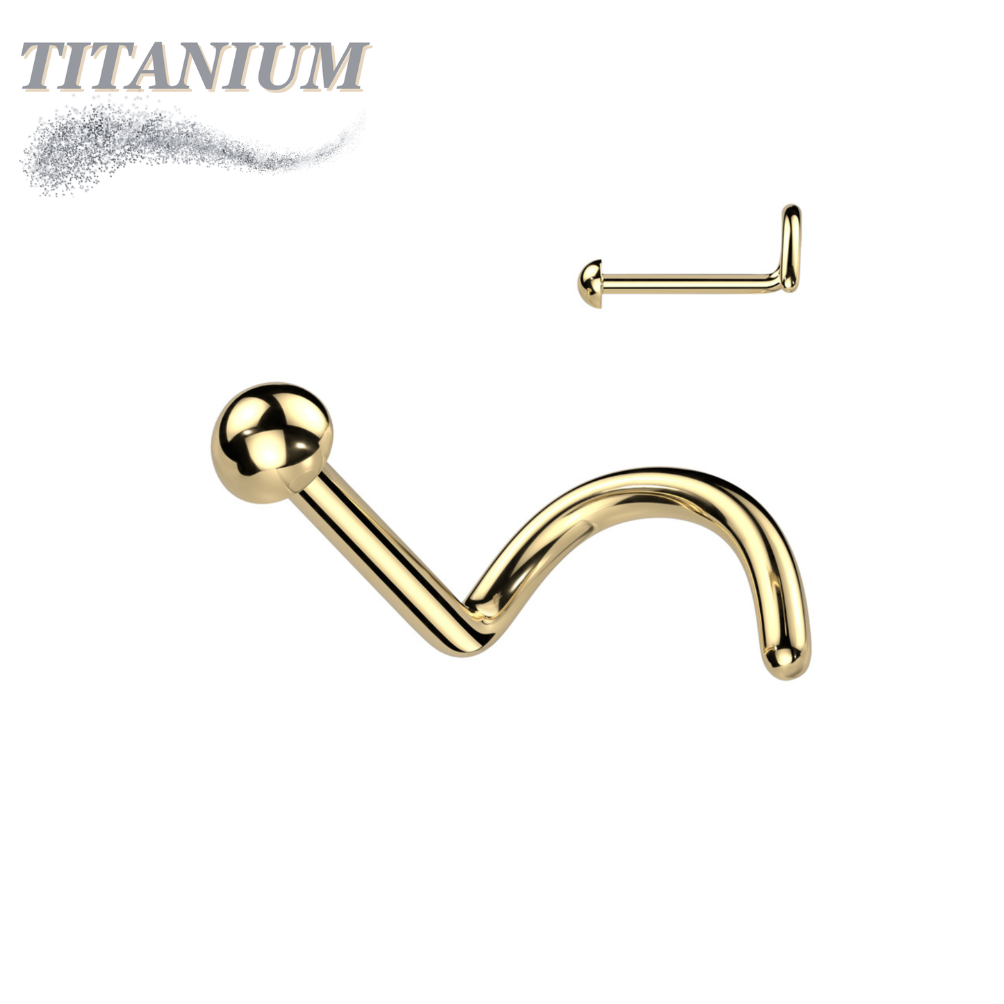 Titanium Nostril Corkscrew with 2mm Round Dome