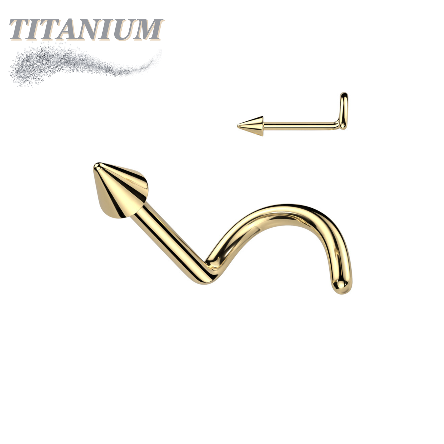 Titanium Nostril Corkscrew with 2mm Spike Top