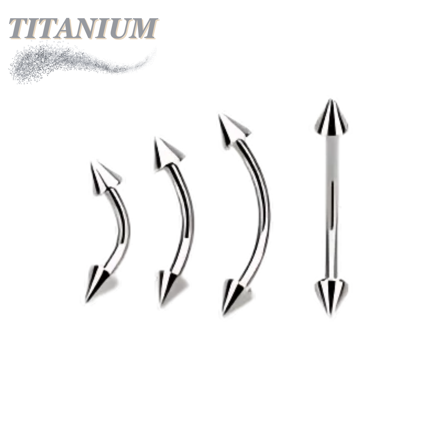 Titanium Curved Barbell with Spike Ends External Thread