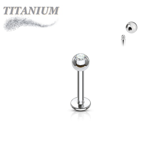 Titanium Labret with Press Fit CZ Ball External Thread