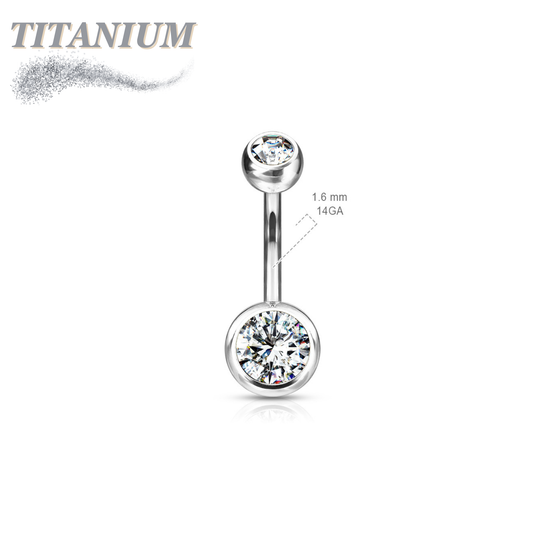 Titanium Standard Double Gem Belly Banana External Thread
