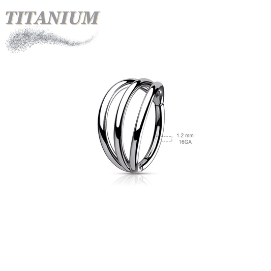 Titanium Hinged Hoop with 3 Separated Outer Rings
