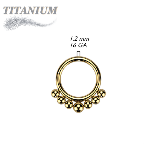 Titanium Graduated Ball Lined Hinged Ring