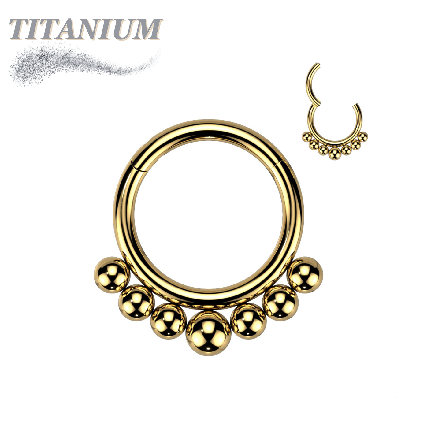 Titanium Graduated Ball Lined Hinged Ring