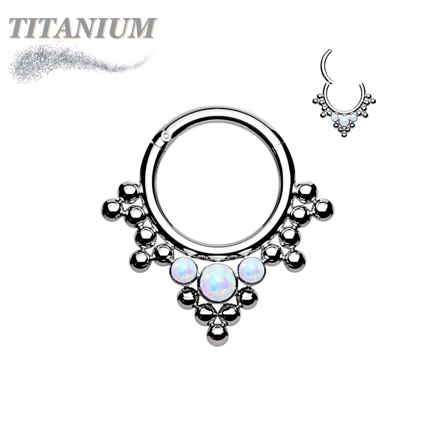 Titanium Clicker Tribal Opal Bead Setting