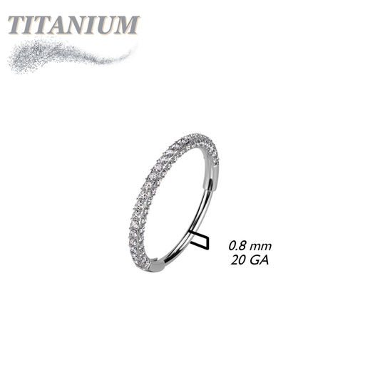 Titanium Hinge Nostril Ring with 3 Paved CZ Sides