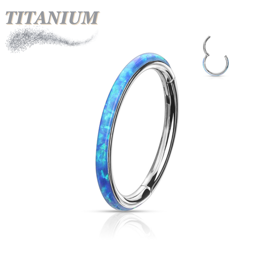 Titanium Hinge Rings with Outward Side Facing Opal