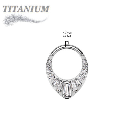 Titanium Clicker with Round and Baguette CNC Set CZs