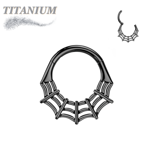 Titanium Hinged Spider Web Ring