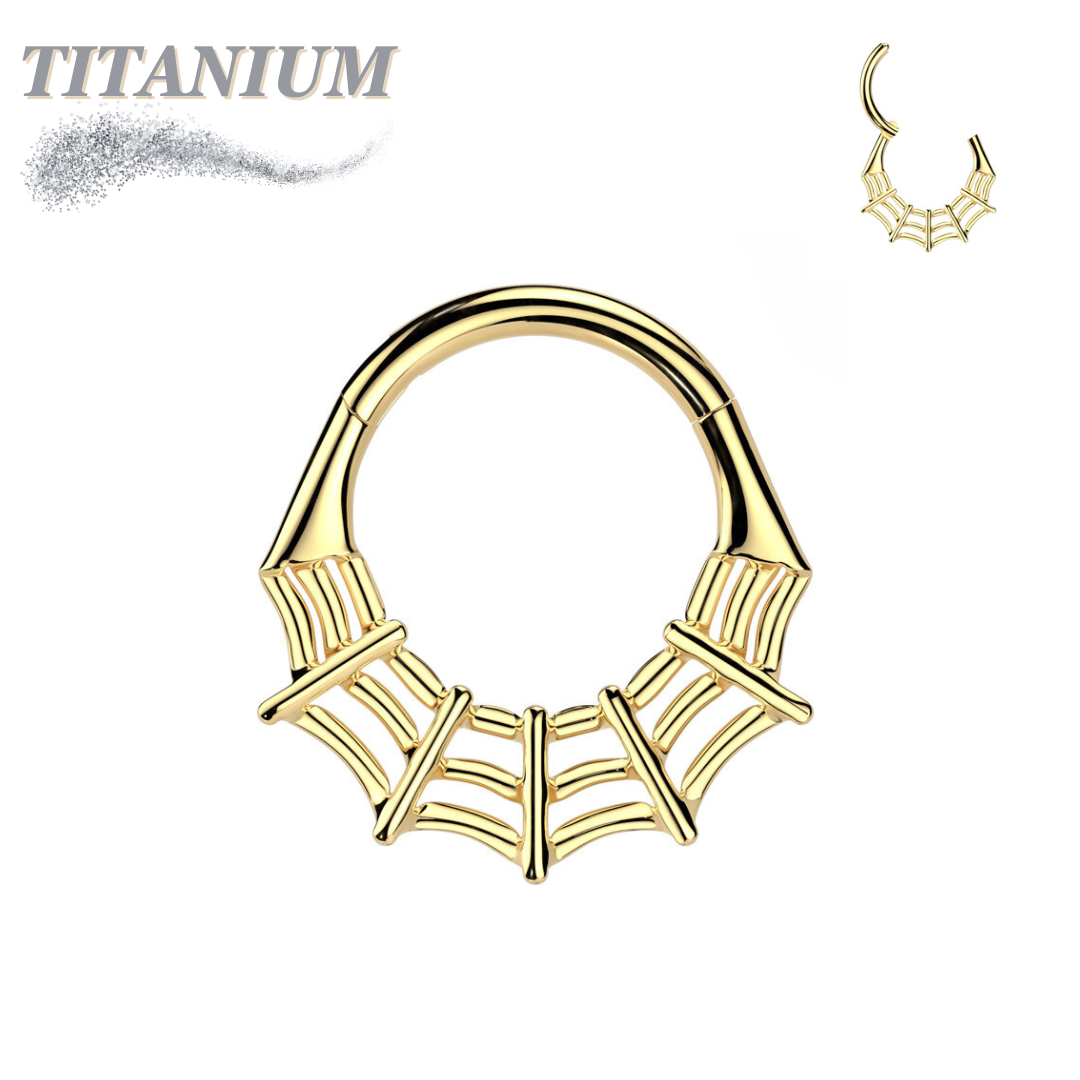 Titanium Hinged Spider Web Ring