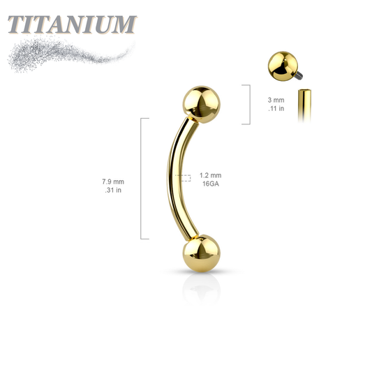 Titanium Colored Curved Barbell Internally Threaded