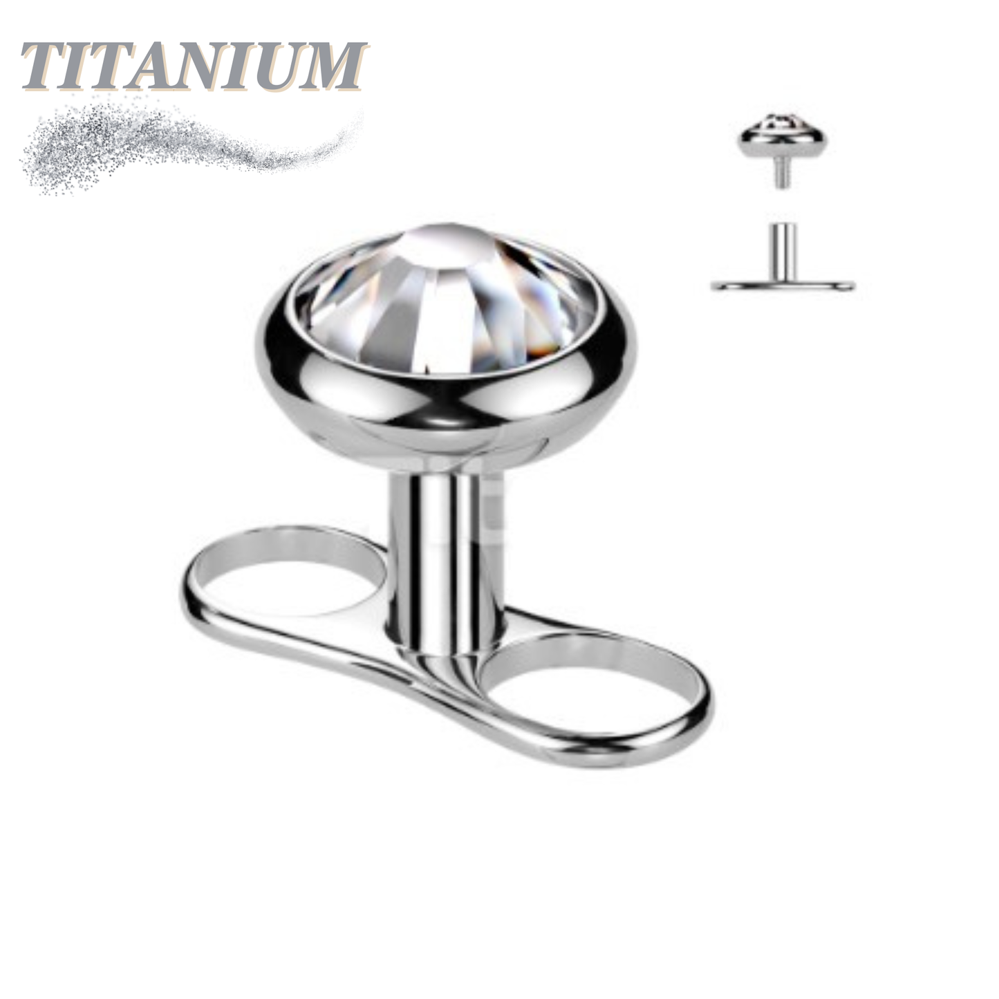 Titanium Dermal Anchor with Clear Bezel Gem Top (2.5mm rise)