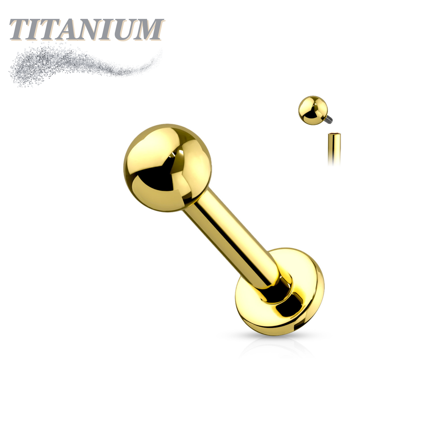 Internally Threaded PVD over Titanium Colored Labrets