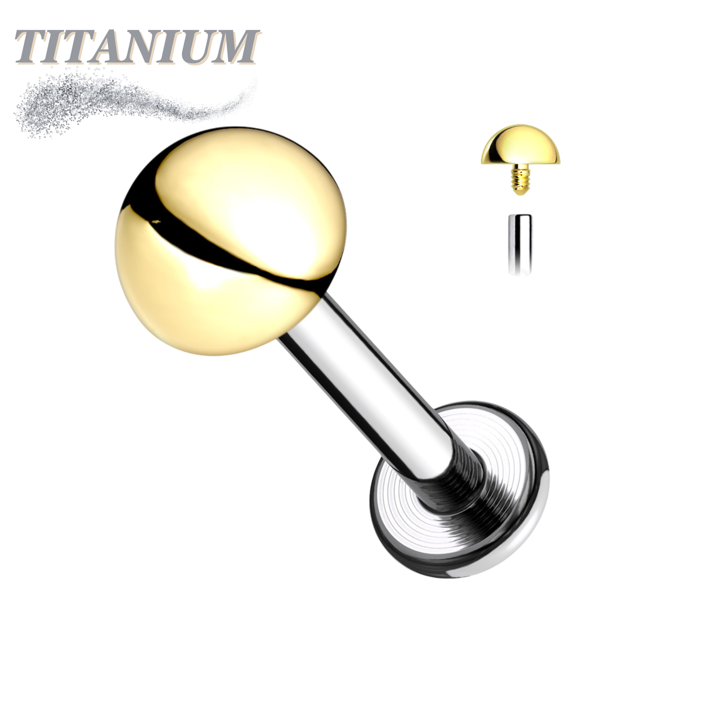 Titanium 4mm Round Dome Top Labret 16G Internal Thread