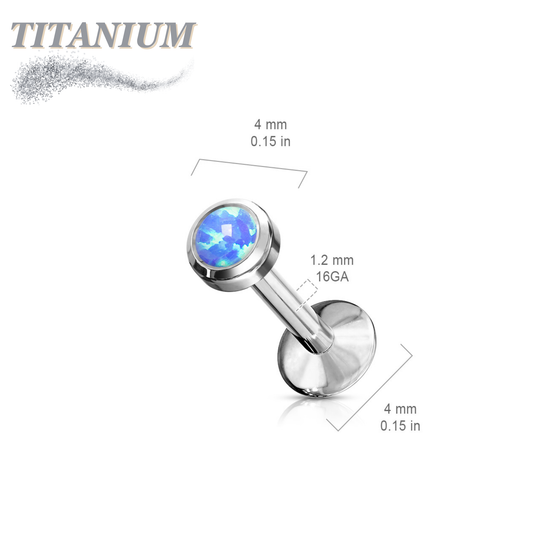 Titanium Internal Thread Bezel Set Opal Labret