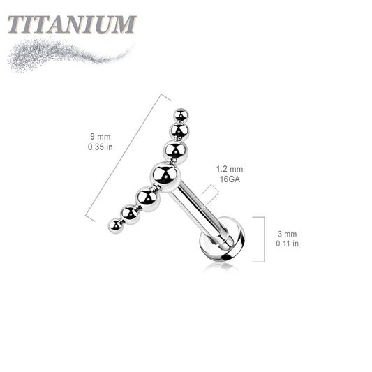 Titanium Internal Thread 7 Ball Curved Labret
